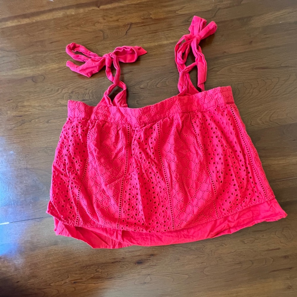 Rachel Roy Red Eyelet Babydoll Top